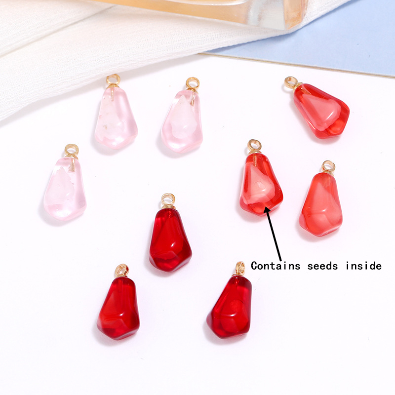 Resin Art Jewellery Kit - 10pcs Pomegranate Seed Resin Pendants Fruit
