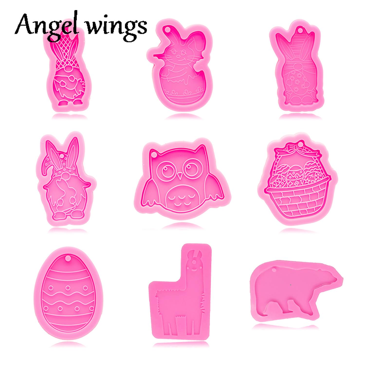 Resin Art A Keychain - DY0943 Silicone Thỏ Phục Sinh/Trứng/Cú/Gấu Khuôn,