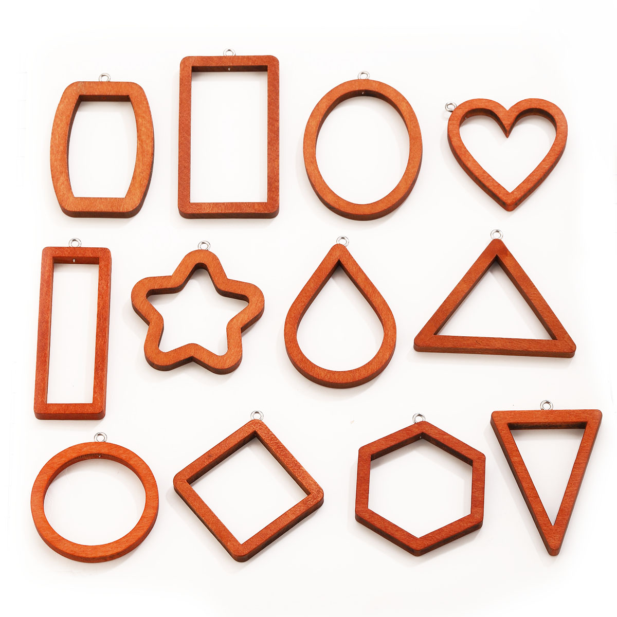 Resin Art Jewellery Kit - 10PCS Triangle Rectangle Wood Geometric Charms