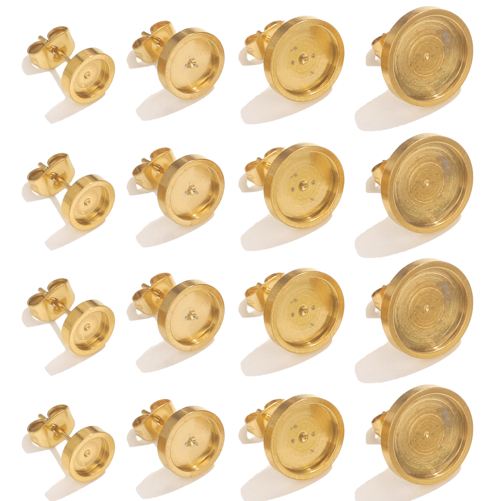 Resin Art Jewellery Kit - 10pcs Stainless Steel Gold Earring Stud