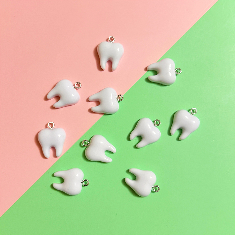 10pcs Cute White Teeth Resin P - đánh giá và giá Resin Art Essentials