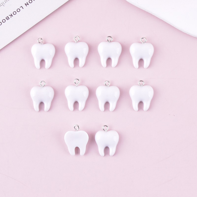 10pcs Cute White Teeth Resin P - đánh giá và giá Resin Art Essentials