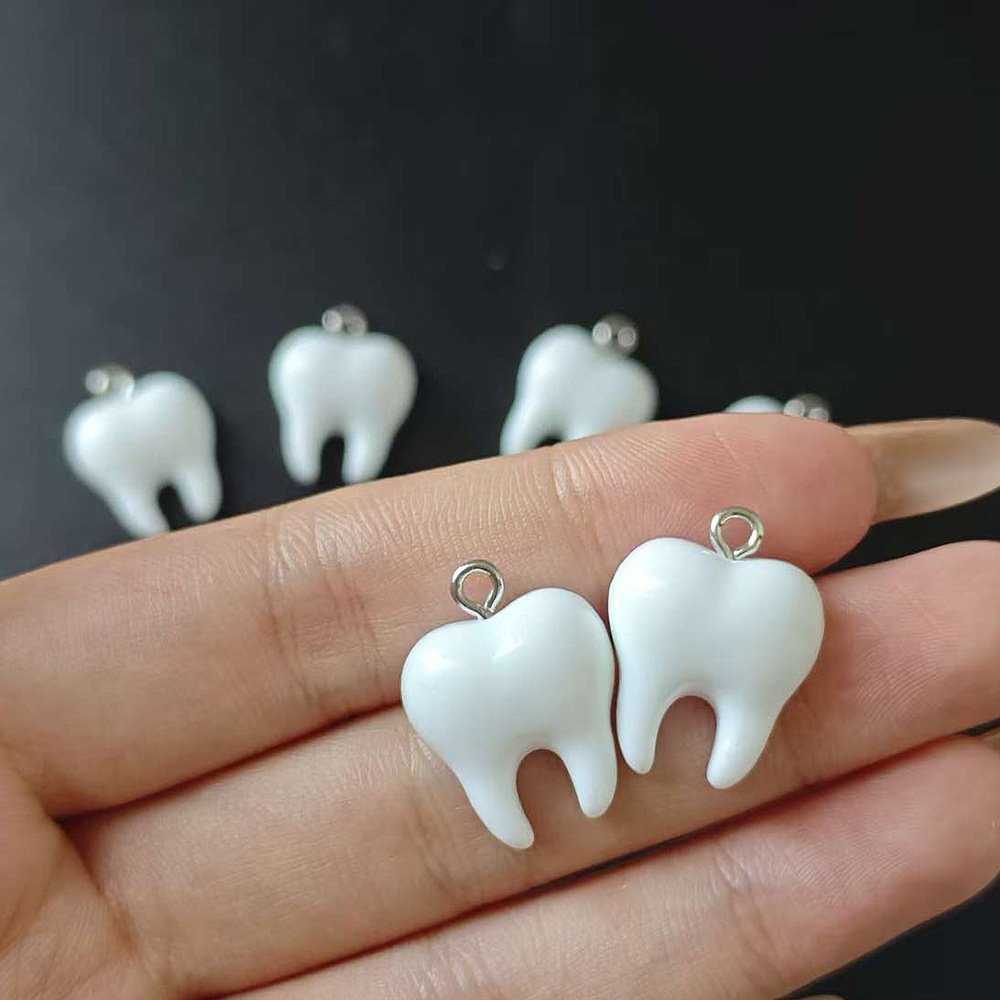 10pcs Cute White Teeth Resin P - đánh giá và giá Resin Art Essentials