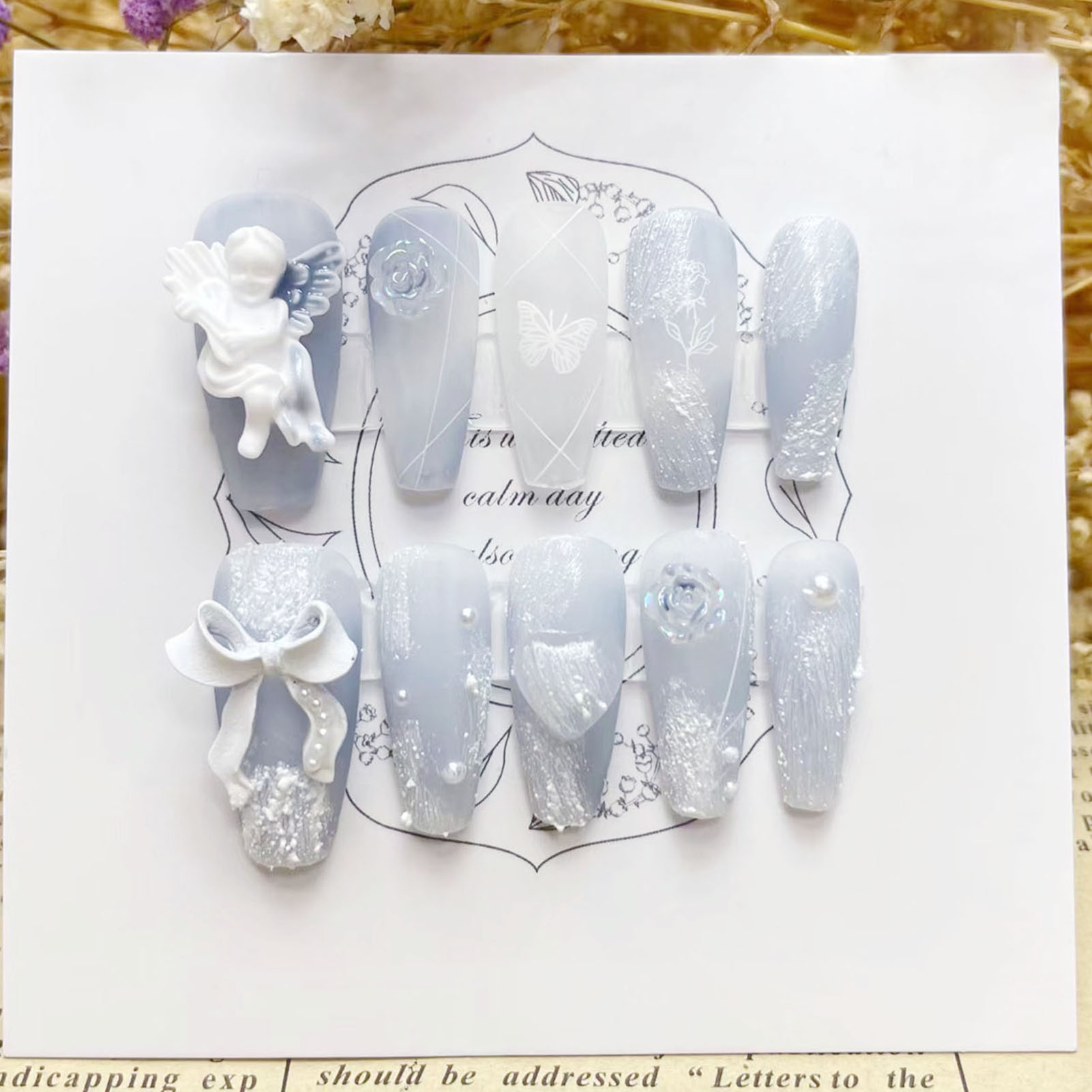 3D Plaster Angel False Nails G - đánh giá và giá Resin Art Flower
