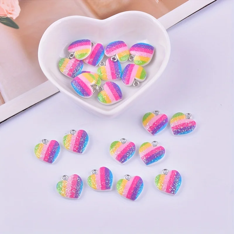 10Pcs Colorful Heart Resin Cha - đánh giá và giá Resin Art Jewellery Kit