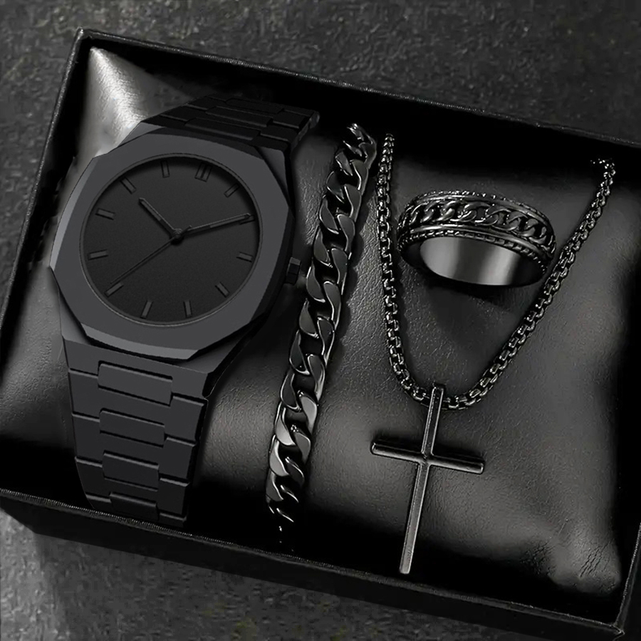 Men's 4PCS Watch Set Fashion C - đánh giá và giá Resin Art Watch