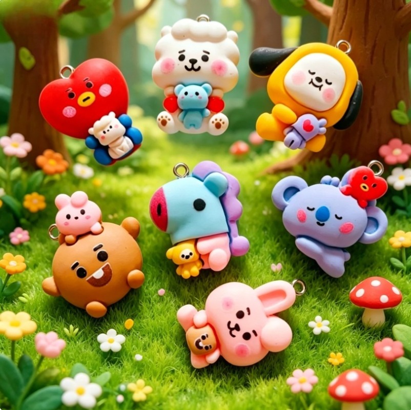 7pcs BT21 Resin Cartoon Charm  - đánh giá và giá Resin Art Jewellery Kit