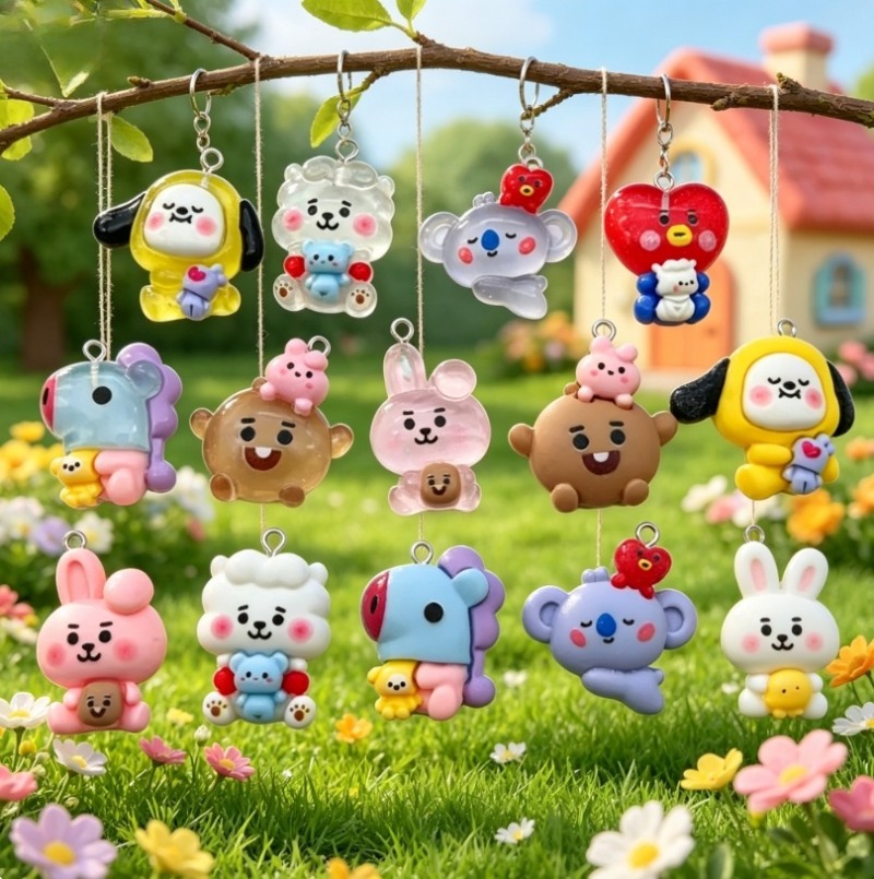 7pcs BT21 Resin Cartoon Charm  - đánh giá và giá Resin Art Jewellery Kit