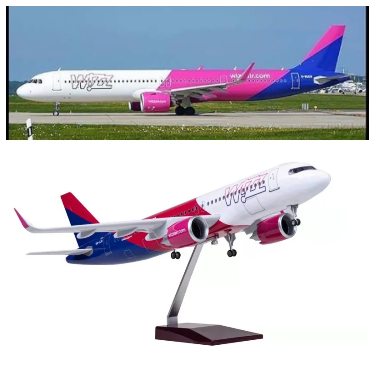 Wizzair Plane Model 47cm 1/80  - đánh giá và giá Resin Art For Kids