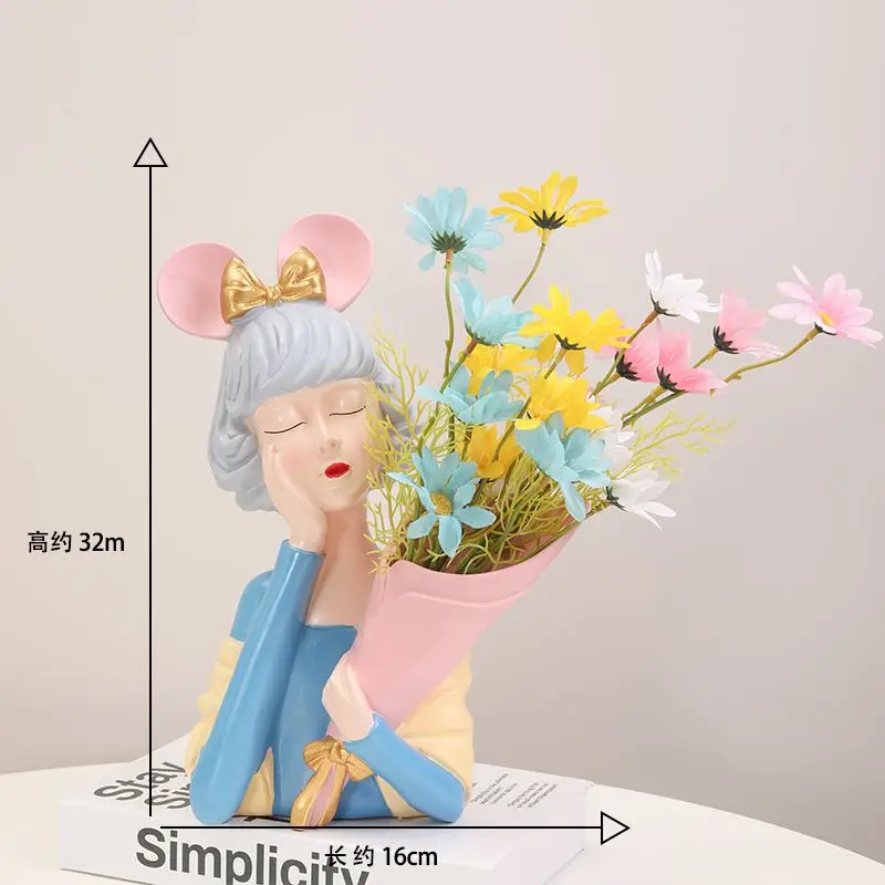 Nordic Flower Girl Art Vase Or - đánh giá và giá Resin Art Table